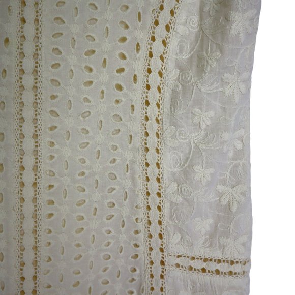 Sundance Eyelet Lined Shift Vanilla Dress Ivory Size 4 - Picture 4 of 6